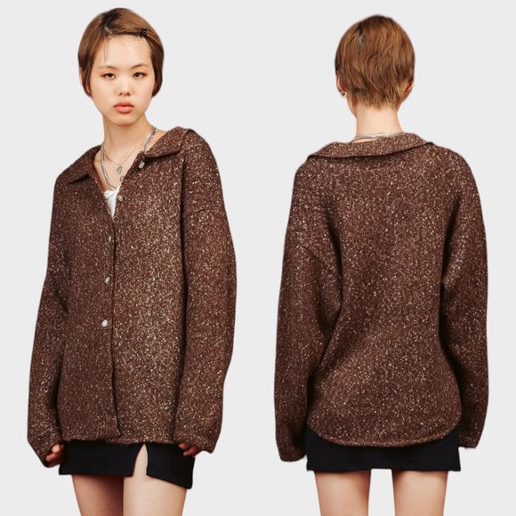 UNIF Sweaters - UNIF Snooze Sweater Brown Oversized Shirt in Size XS